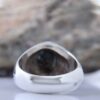 Bague Modèle Rayée en Argent Persan avec Turquoise de Neyshabur pour Homme