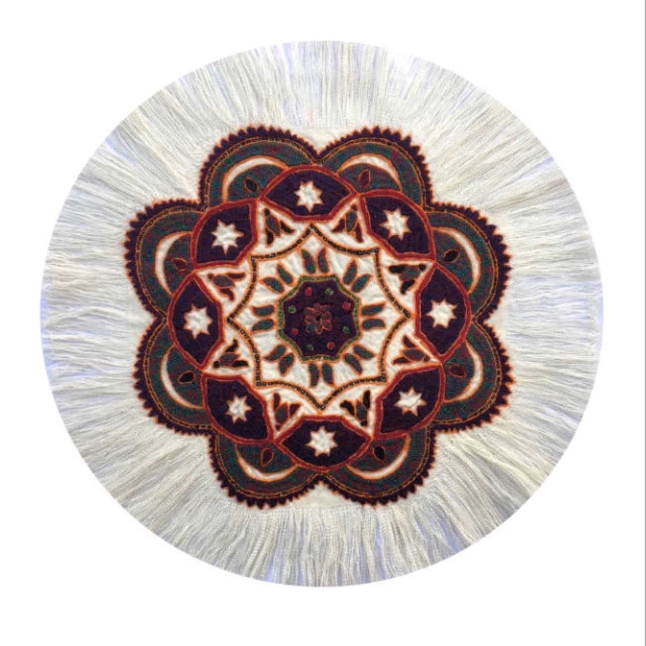 Nappe Persane Pateh à Kerman Art de Broderie Artisanale Mandala