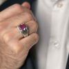 Bague en argent avec rubis rouge persan Élégance pour hommes, faite à la main