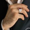 Bague en argent avec rubis rouge persan Élégance pour hommes, faite à la main
