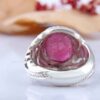 Bague en argent avec rubis rouge Élégance pour hommes, faite à la main