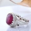 Bague en argent avec rubis rouge Élégance pour hommes, faite à la main