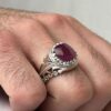 Bague en argent avec rubis rouge Élégance pour hommes, faite à la main