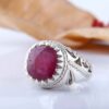 Bague en argent avec rubis rouge Élégance pour hommes, faite à la main