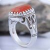 Bague en argent Aqeeq yéménite persane pour hommes - Fabriquée à la main