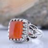 Bague en argent Aqeeq yéménite persane pour hommes - Fabriquée à la main