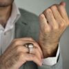 Bague en argent Aqeeq yéménite persane pour hommes - Modèle Palais fabriqué à la main