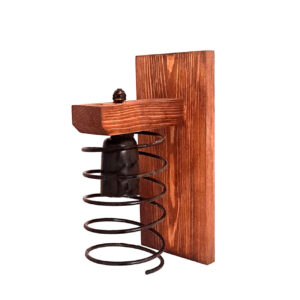 Applique murale en bois rustique avec design en spirale métallique industriel