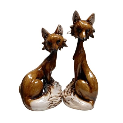 Ensemble de 2 figurines décoratives de renard – Art réaliste de créature