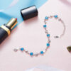 Bracelet en Argent avec Petit Design Cœur Bleu pour Femmes