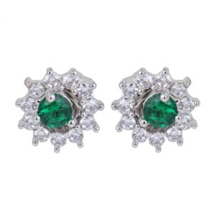 Boucles d’oreilles puces en acier pour femmes avec pierre de quartz
