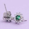 Boucles d'oreilles puces en acier pour femmes avec pierre de quartz