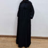 Abaya stylée coupe ample pour femmes musulmanes en tissu crêpe noir
