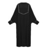 Abaya stylée coupe ample pour femmes musulmanes avec tissu crêpe noir