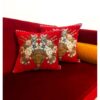 Housse de coussin en velours unilatérale - Design Vase à fleurs (Set de 2)