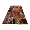 Tapis Persan Vintage Patchwork Noué à la Main Géométrique Rouge