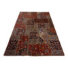 Tapis Persan Vintage Patchwork Noué à la Main Marron Foncé