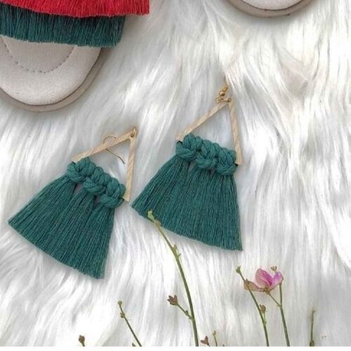 Boucles d’oreilles en macramé faites à la main pour femmes, modèle Maryam