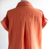 Chemise à manches courtes en coton pour femmes ajustée en orange