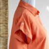 Chemise à manches courtes en coton pour femmes ajustée en orange