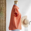 Chemise à manches courtes en coton pour femmes ajustée en orange
