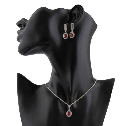 Ensemble de bijoux en argent rhodié pour femmes avec pierre précieuse quartz