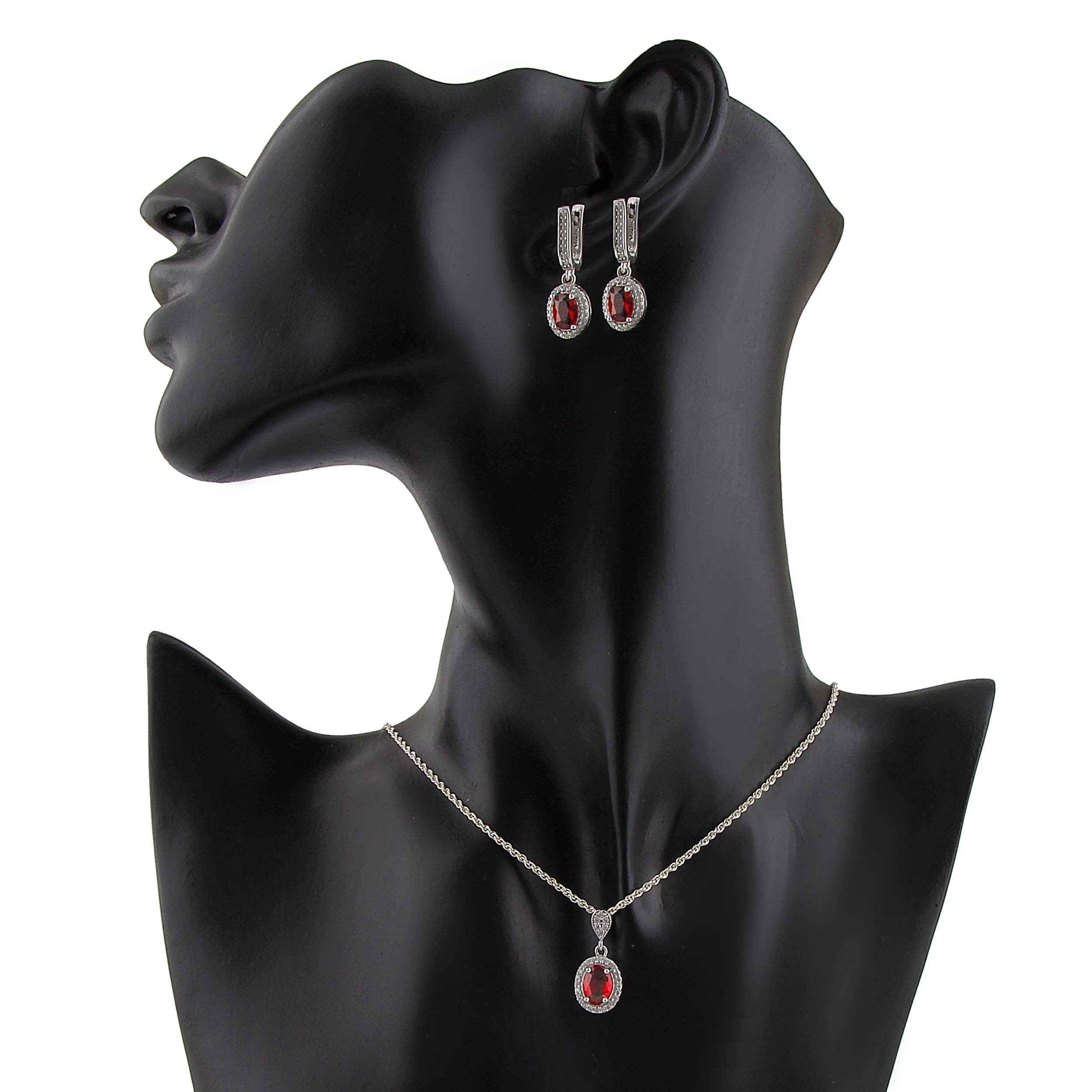 Ensemble de bijoux en argent rhodié pour femmes avec pierre précieuse quartz