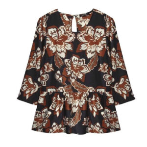 Blouse à manches trois-quarts pour femmes avec design floral