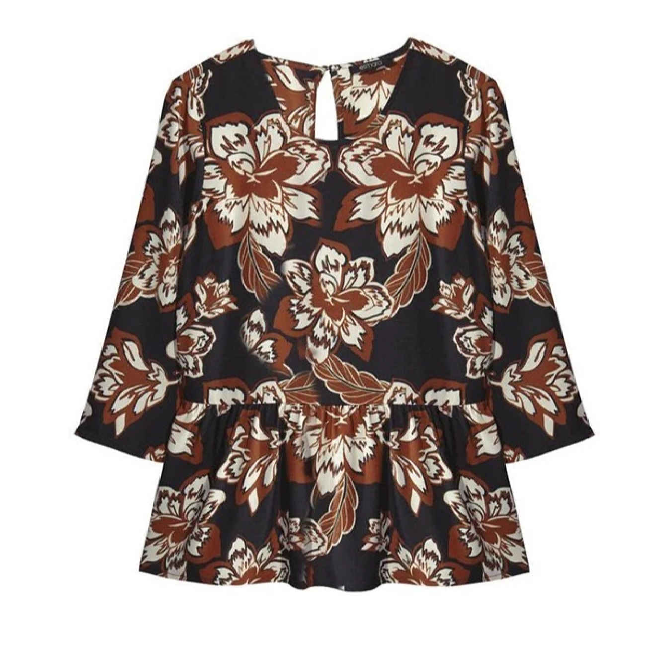 Blouse à manches trois-quarts pour femmes avec design floral