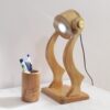 Lampe de lecture de bureau réglable en bois avec organiseur à crayons