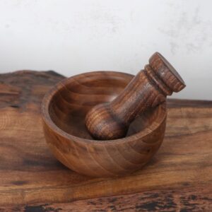 Ensemble Mortier et Pilon en Bois Naturel pour Cuisine