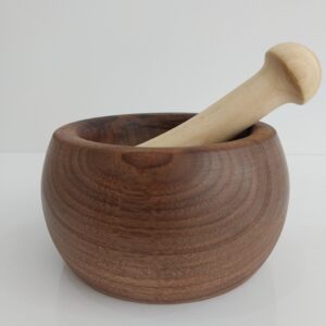 Ensemble Mortier et Pilon en Bois pour Cuisine en Bois de Noyer