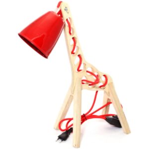 Lampe de bureau en bois fantaisie, fait main et réglable – Petite girafe