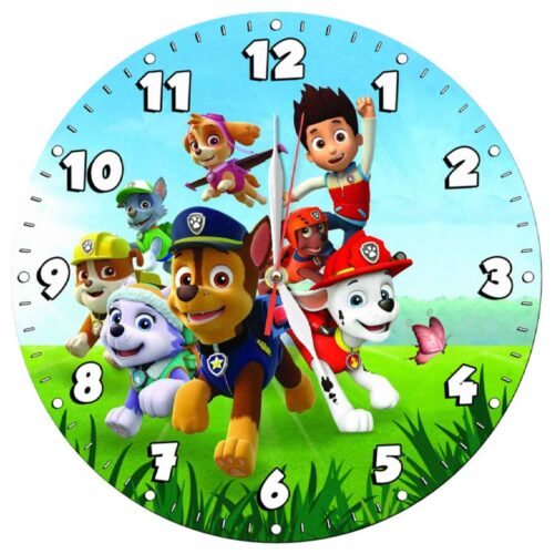 Horloge Murale en Bois pour Chambre d’Enfant avec Design de PAW Patrol