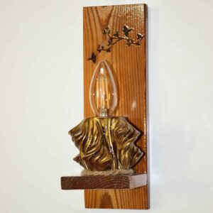Applique murale en bois avec design de sculpture florale
