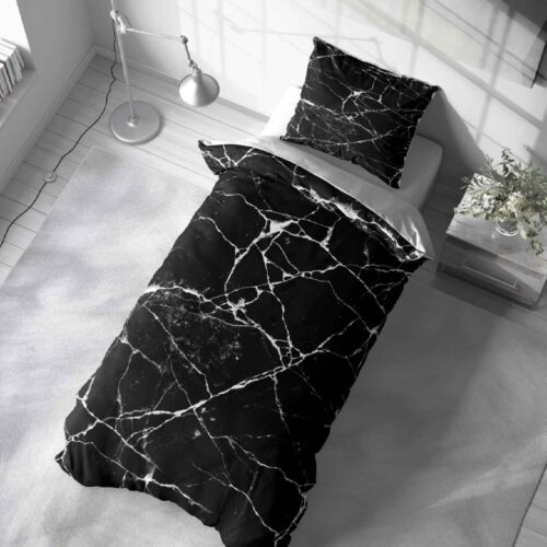 Ensemble de draps de lit à 4 pièces en polycoton noir