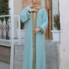 Abaya élégante pour femmes avec manches longues et design Chevron