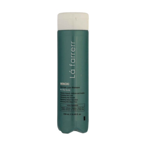 Shampooing stimulant la croissance et anti-chute Lá Farrerr pour cheveux gras infusé de caféine, créatine et Copixyl 250ml (Modèle MINOXI)