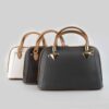 Sac à main en cuir Bauletto avec poignées doubles en noir