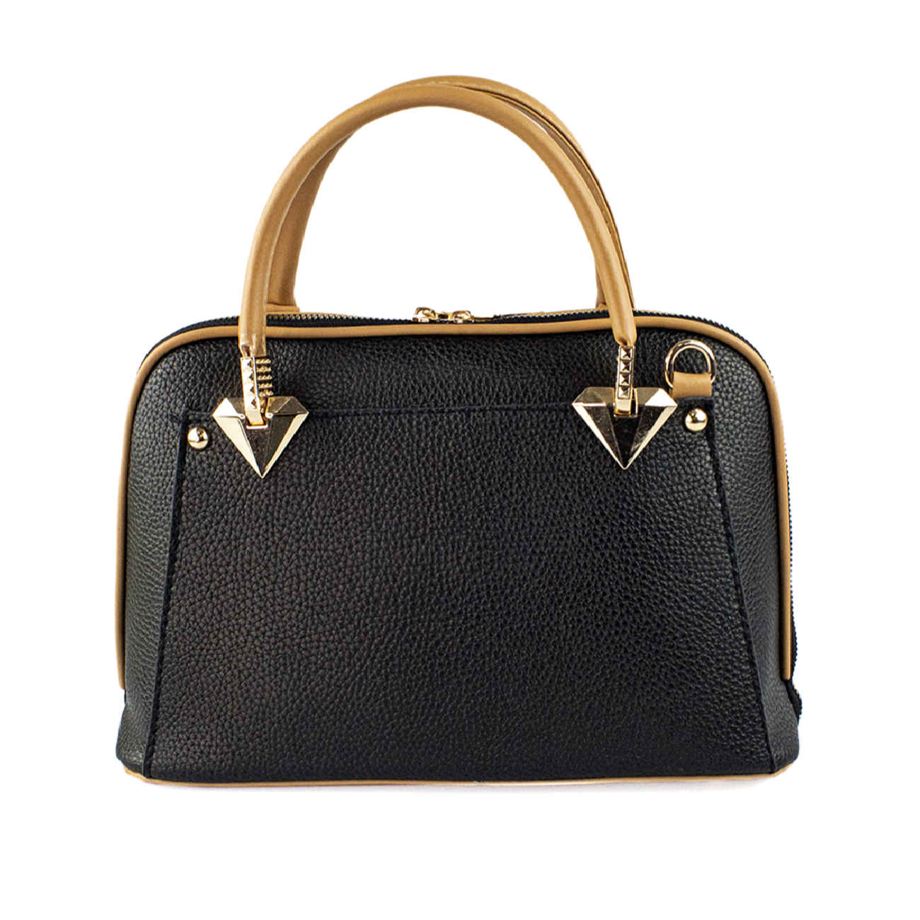 Sac à main en cuir Bauletto avec poignées doubles en noir