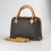 Sac à main en cuir Bauletto avec poignées doubles en noir