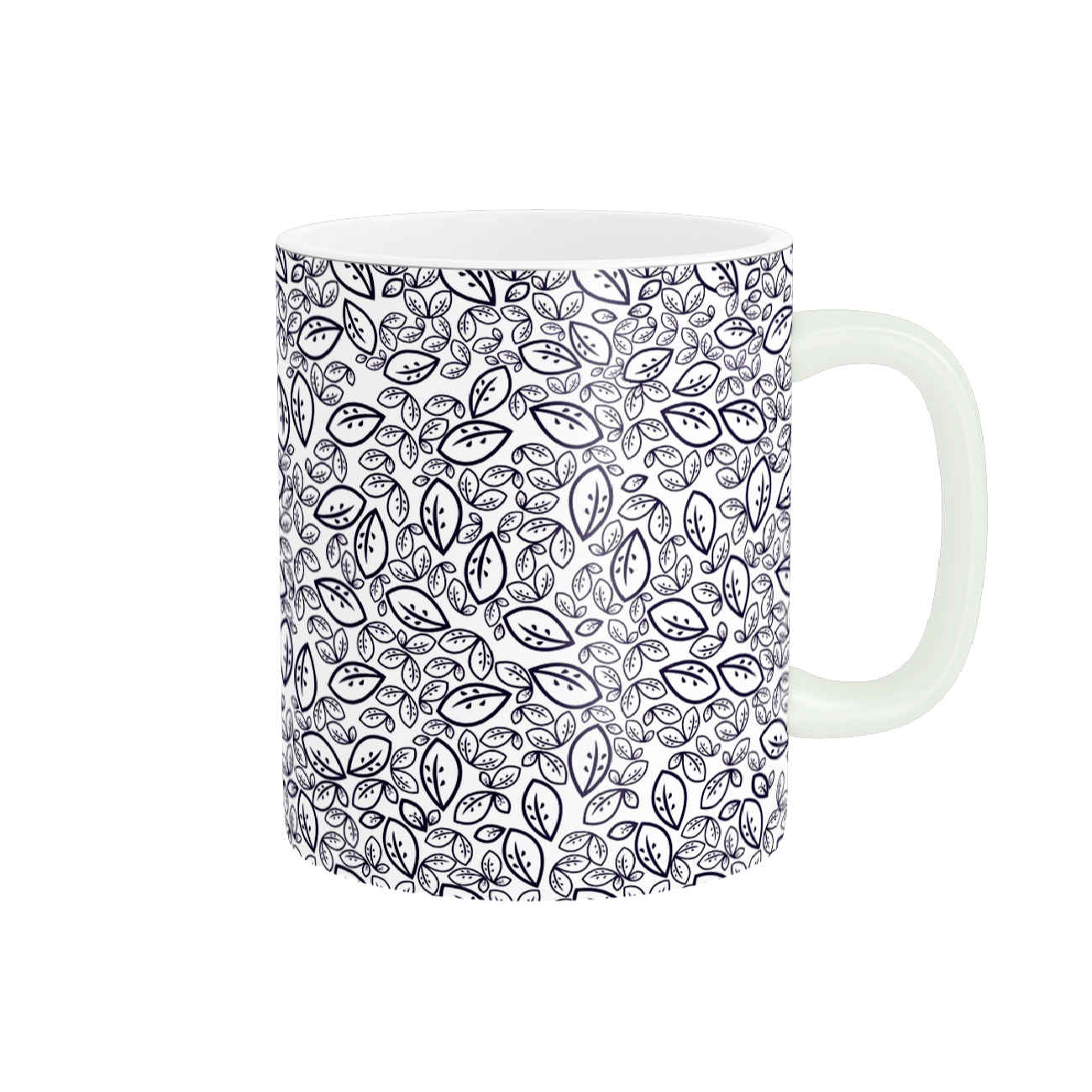 Keramik-Kaffeebecher mit Blätter-Design