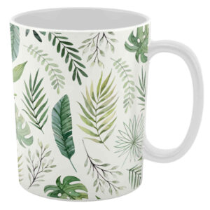 Keramik-Kaffeebecher mit Blätter-Design Weiß