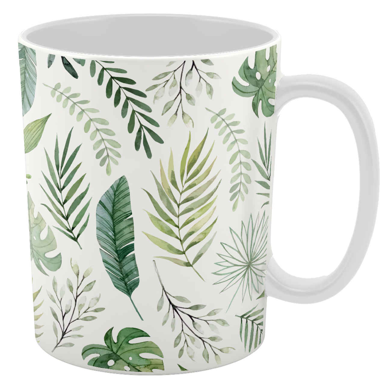 Keramik-Kaffeebecher mit Blätter-Design Weiß