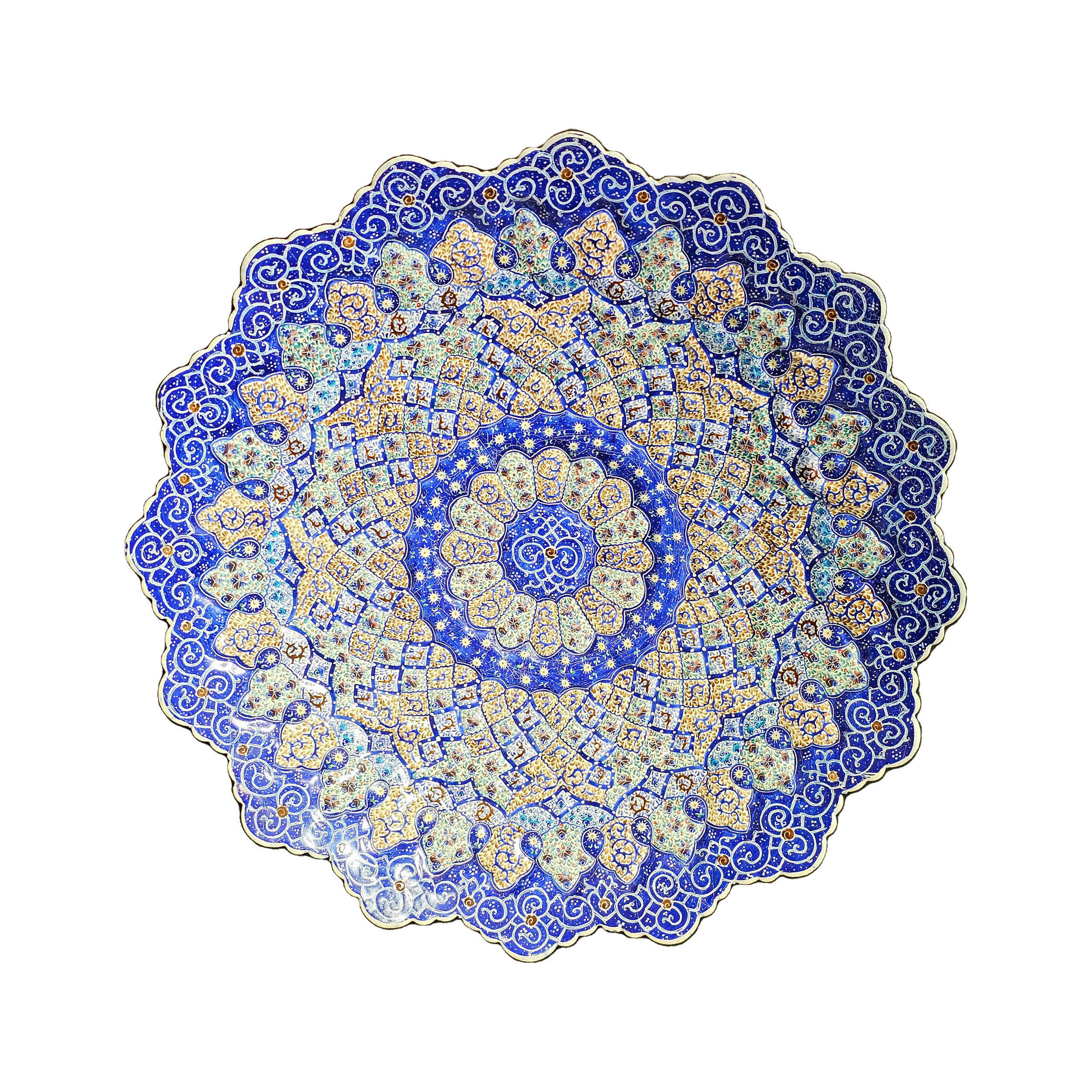 Minakari décoratif sur plat en cuivre – Émaillage peint à la main pour décoration murale
