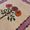 Tapis persan authentique en laine noué à la main fleurs de rose marron clair