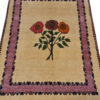 Tapis persan authentique en laine noué à la main fleurs de rose marron clair