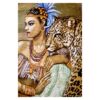Hand-Knotted Persian Silk Pictorial Rug from Tabriz Egyptian Woman & Tiger