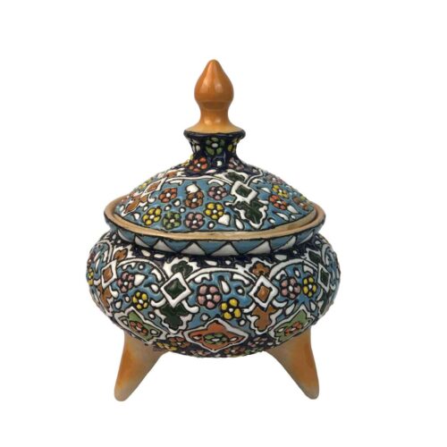 Sucrier en Poterie Persane Fait Main Minakari Émaillé