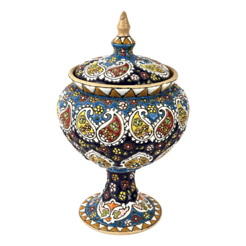 Sucrier en Poterie Persane en Minakari avec Couvercle